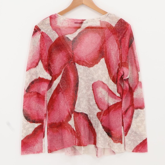 Nic Zoe Linen Blend Sheer Abstract Floral Button Cardigan Coastal Resort Size PL - Picture 2 of 9